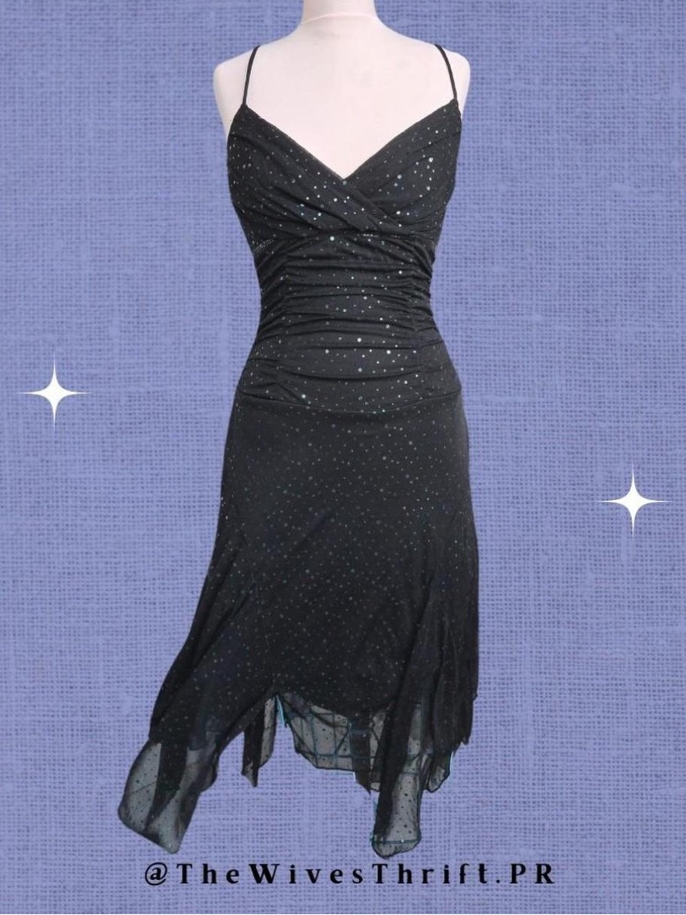 Black Sparkle Spaghetti-Strap Evening Dress